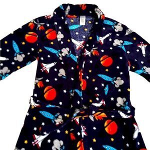 Boys 14/16 Stars & Space Fleece Bath Robe w Tie 100% Polyester Flame Resistant